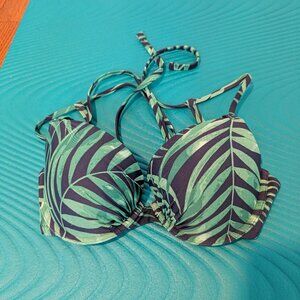 Aerie 32DD Green and Navy Underwire Bikini Top